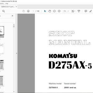 Komatsu D275AX-5 Bulldozer Shop Manual SEBM025517 - PDF DOWNLOAD