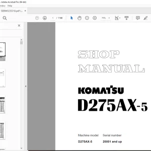 Komatsu D275AX-5 Bulldozer Shop Manual SEBM025518 - PDF DOWNLOAD