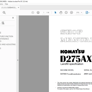 Komatsu D275AX-5 Shop Manual SEBM032700 - PDF DOWNLOAD