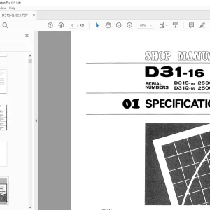Komatsu D31-16 Dozer Bulldozer Shop Manual  PDF