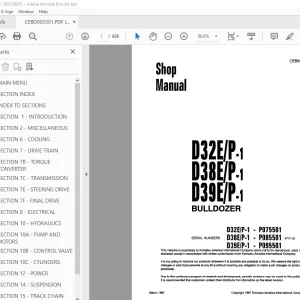 Komatsu D32E/P-1 D38E/P-1 D39E/P-1 Bulldozer Shop Manual CEBM000301 PDF