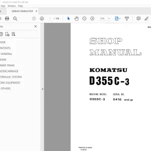 Komatsu D355C-3 Bulldozer Shop Manual SEBM0196B00 PDF