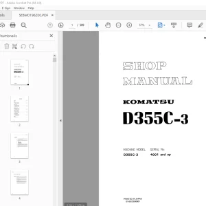 Komatsu D355C-3 Bulldozer Shop Manual SEBM0196Z00 PDF