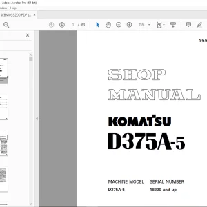Komatsu D375A-5 Crawler Bulldozer Shop Manual SEBM035200 PDF DOWNLOAD