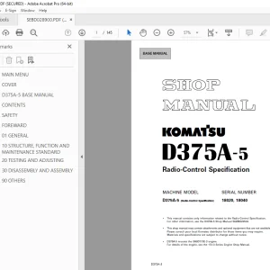 Komatsu D375A-5 Radio-Control Specification Shop Manual  - PDF DOWNLOAD 