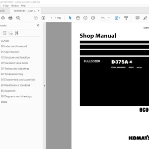 Komatsu D375A-6 Bulldozer Shop Manual SEN06484-10 PDF
