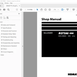 Komatsu D375Ai-8E0 Bulldozer Shop Manual SEN06770-04 PDF