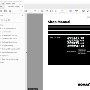 Komatsu D37EXi-23 D37PXi-23 D39EXi-23 D39PXi-23 Bulldozer Shop Manual SEN06486-03 PDF