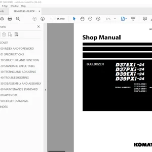 Komatsu D37EXi-24 D37PXi-24 D39EXi-24 D39PXi-24 Bulldozer Shop Manual  PDF