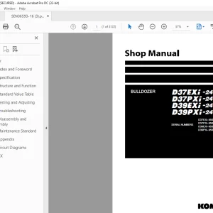 Komatsu D37EXi-24 D37PXi-24 D39EXi-24 D39PXi-24 Shop Manual SEN06593-16 PDF