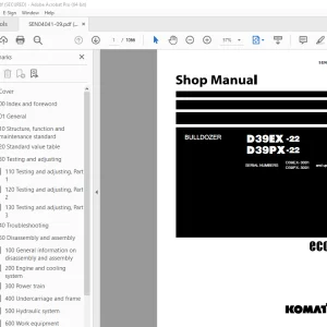 Komatsu D39EX-22 D39PX-22 Bulldozer Shop Manual SEN04041-09 PDF