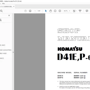 Komatsu D41E,P-6 Shop Manual SEBM028803 - PDF DOWNLOAD