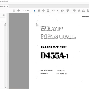 Komatsu D455A-1 Shop Manual SEBM0198A05 - PDF DOWNLOAD