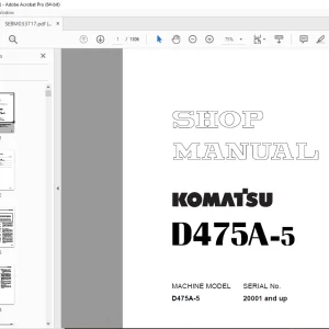 Komatsu D475A-5 Bulldozer Shop Manual SEBM033717 PDF DOWNLOAD