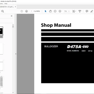 Komatsu D475A-8E0 Bulldozer Shop Manual SEN06781-07 PDF