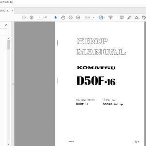 Komatsu D50f-16 Bulldozer Shop Manual - PDF DOWNLOAD