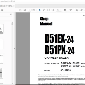 Komatsu D51EX-24 D51PX-24 CRAWLER DOZER Shop Manual KEBM661701 PDF
