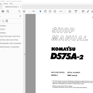 Komatsu D575A-2 Bulldozer Shop Manual SEBM000105 - PDF DOWNLOAD 