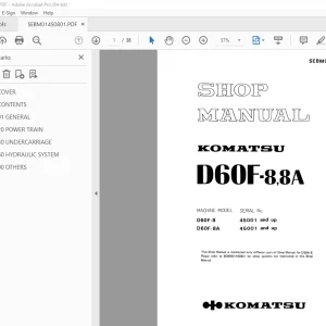 Komatsu D60F-8 D60F-8A Dozer Shop Manual SEBM014S0801 PDF