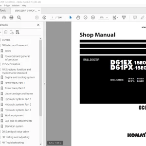 Komatsu D61EX-15E0 D61PX-15E0 Bulldozer Shop Manual SEN02387-04 PDF