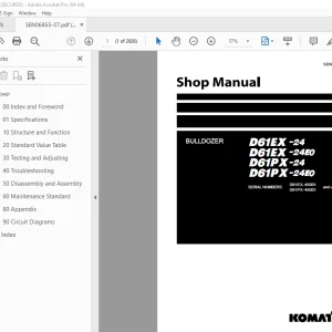 Komatsu D61EX-24 D61EX-24E0 D61PX-24 D61PX-24E0 Bulldozer Shop Manual PDF