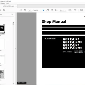 Komatsu D61EX-24,D61EX-24E0,D61PX-24,D61PX-24E0 Bulldozer Shop Manual PDF