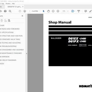 Komatsu D61EX-24E0 D61PX-24E0 Bulldozer Shop Manual SEN06797-01 PDF