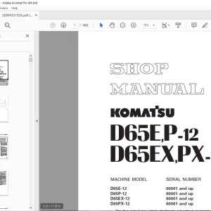 Komatsu D65E-12,D65P-12,D65EX-12,D65PX-12 Bulldozer Shop Manual PDF