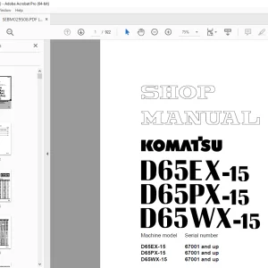 Komatsu D65EX-15,D65PX-15,D65WX-15 Bulldozer Shop Manual SEBM029508 PDF
