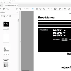 Komatsu D65EX-16 D65PX-16 D65WX-16 Bulldozer Shop Manual SEN04887-05 PDF