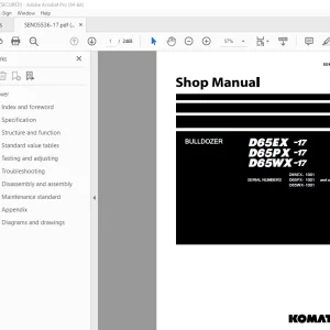 Komatsu D65EX-17 D65PX-17 D65WX-17 Bulldozer Shop Manual SEN05536-17 PDF