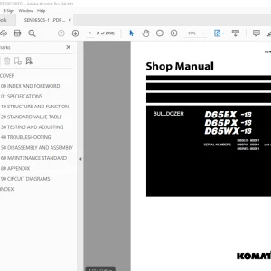 Komatsu D65EX-18 D65PX-18 D65WX-18 Bulldozer Shop Manual PDF