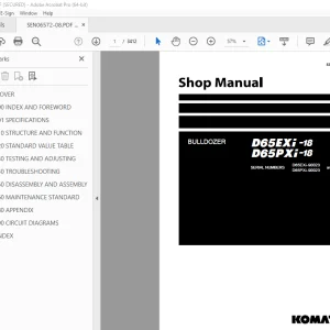 Komatsu D65EXi-18 D65PXi-18 Bulldozer Shop Manual SEN06572-08 PDF
