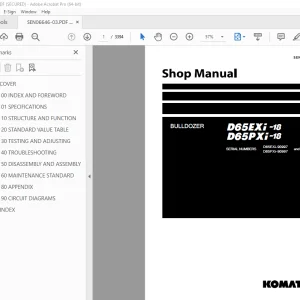 Komatsu D65EXi-18 D65PXi-18 Bulldozer Shop Manual SEN06646-03 PDF