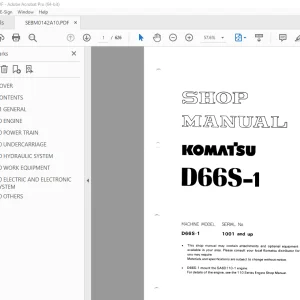 Komatsu D66S-1 Crawler Loader Shop Manual SEBM0142A10 PDF