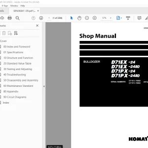Komatsu D71EX-24 D71EX-24E0 D71PX-24 D71PX-24E0 Bulldozer Shop Manual SEN06841-09 PDF