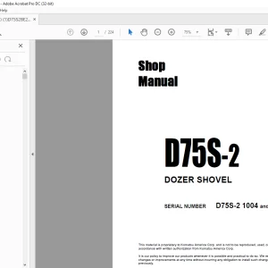 Komatsu D75S-2 DOZER SHOVEL Shop Manual D75S2BE2 - PDF DOWNLOAD