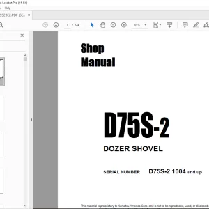 Komatsu D75S-2 DOZER SHOVEL Shop Manual D75S2BE2 PDF