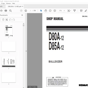 Komatsu D80A-12 D85A-12 Bulldozer Shop Manual D80,85A,12-BE2 PDF