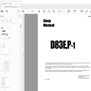 Komatsu D83E-1 D83P-1 Bulldozer Shop Manual SEBM015B0103 PDF