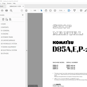 Komatsu D85A-21 D85E-21 D85P-21 Bulldozer Shop Manual PDF