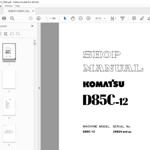 Komatsu D85C-12 Pipelayer Shop Manual SEBM0156B00 PDF