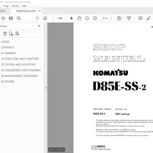 Komatsu D85E-SS-2 Bulldozer Shop Manual SEBM003002 PDF