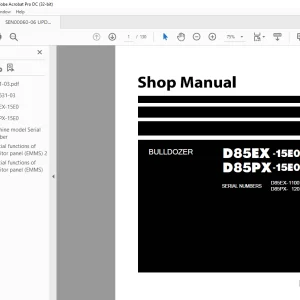Komatsu D85EX-15E0 D85PX-15E0 BULLDOZER Shop Manual SEN00060-06 - PDF