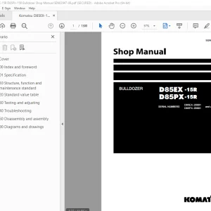 Komatsu D85EX-15R D85PX-15R Bulldozer Shop Manual SEN02947-09 PDF