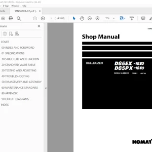 Komatsu D85EX-18E0 D85PX-18E0 Bulldozer Shop Manual PDF