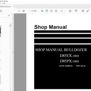Komatsu D85EX-18E0,D85PX-18E0 Bulldozer Shop Manual SEN06909-02 PDF