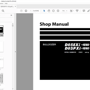 Komatsu D85EXi -18E0,D85PXi-18E0 Bulldozer Shop Manual SEN06910-06 PDF
