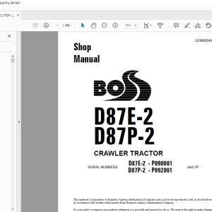 Komatsu D87E-2 D87P-2 Crawler Tractor Shop Manual CEBM004802 - PDF DOWNLOAD