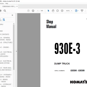 Komatsu D930e-3 DUMP TRUCK Shop Manual CEBM008401 - PDF DOWNLOAD